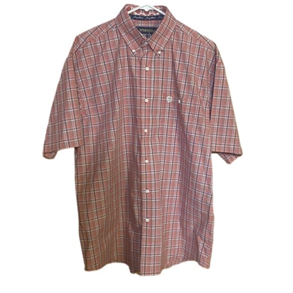 Wrangler George Straight Men’s Plaid Western Short Sleeve Button Down Shirt Sz L - Picture 1 of 3